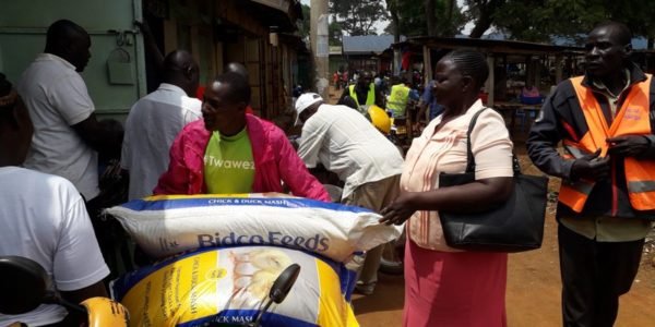 farmers during feed distribution